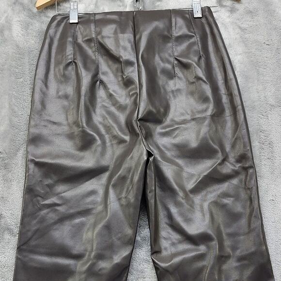 Active USA Pants Womens S Black Faux Leather High Waist Slim Fit Straight Leg - Picture 4 of 12